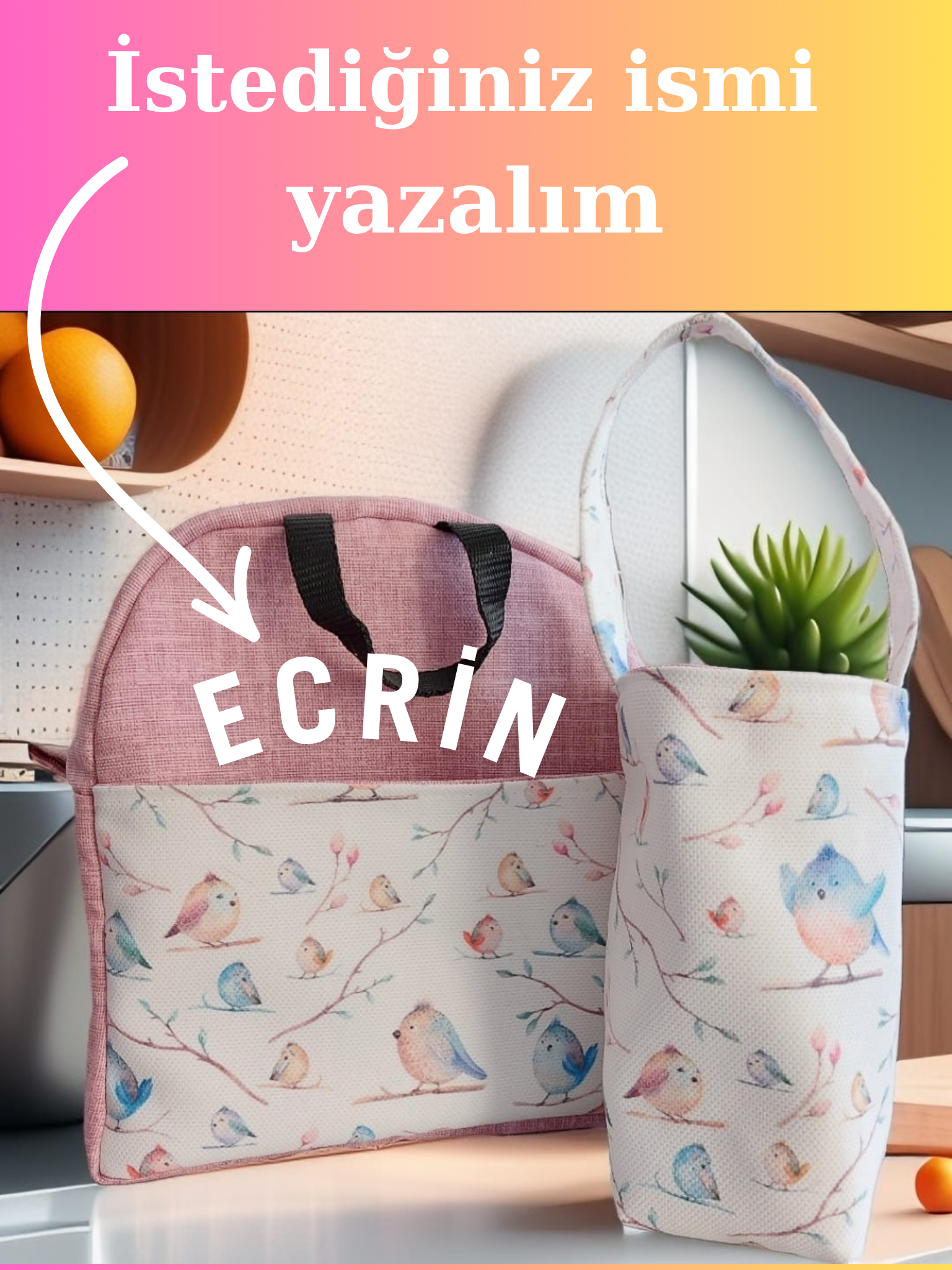 Kuşlu Beslenme Çantası Kişiye Özel Tasarım - Media 5